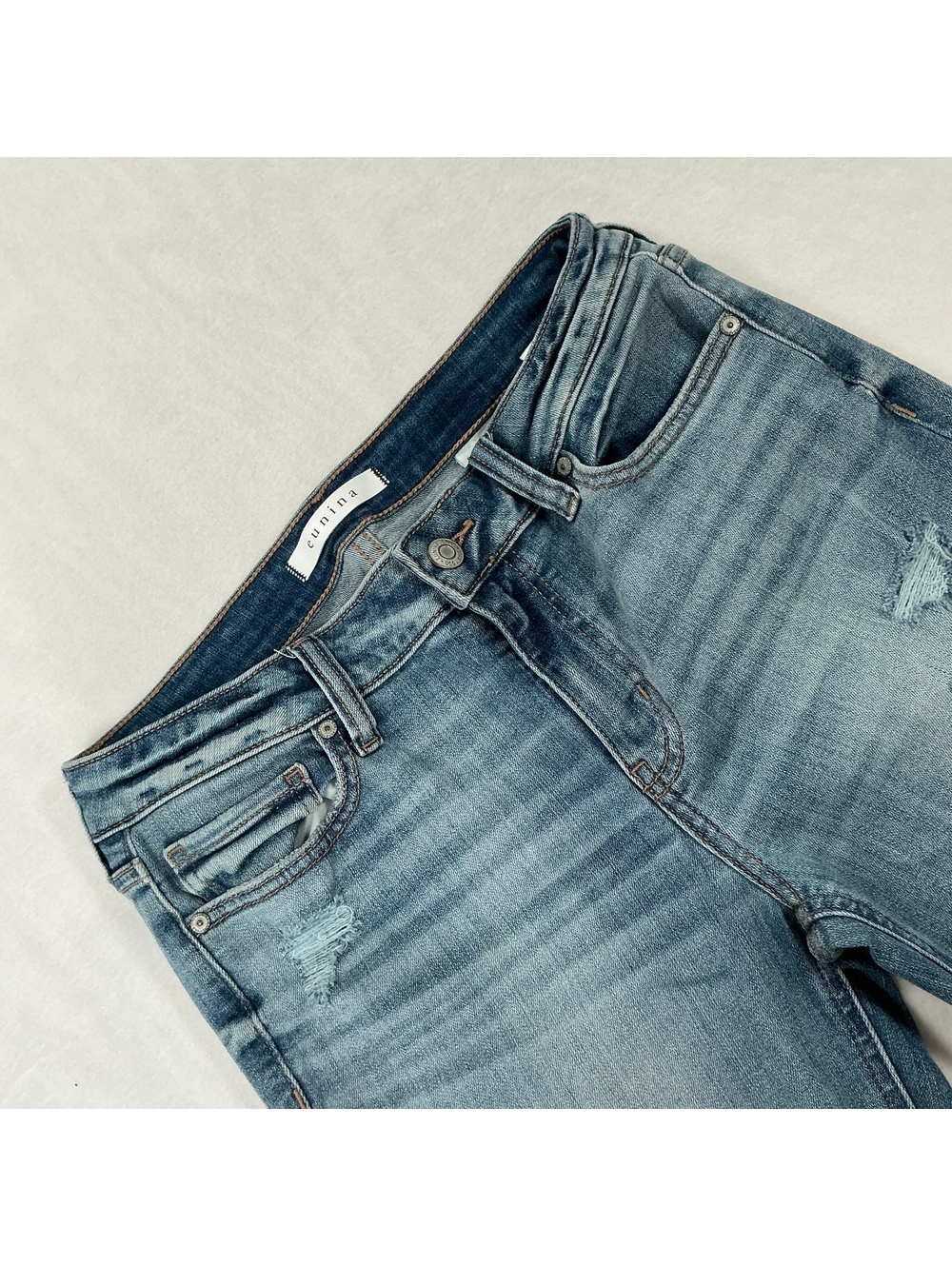 Eunina Jude Mid Rise Skinny Crop Jeans Raw Hem Distressed Size 9 NWT
